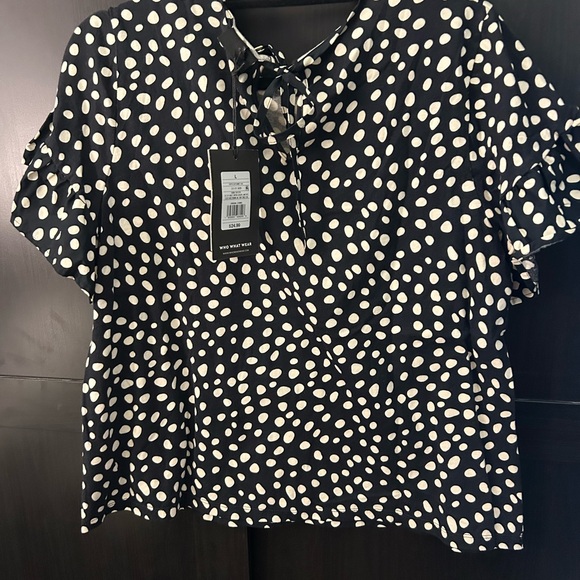 Who What Wear Tops - Who What Wear Black and White Polka Dot Blouse